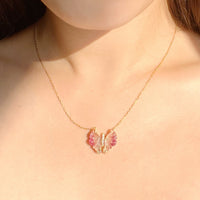 Tourmaline Butterfly Pendant Necklace