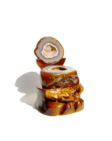 Agate Treasure Bowl with Wood Stand