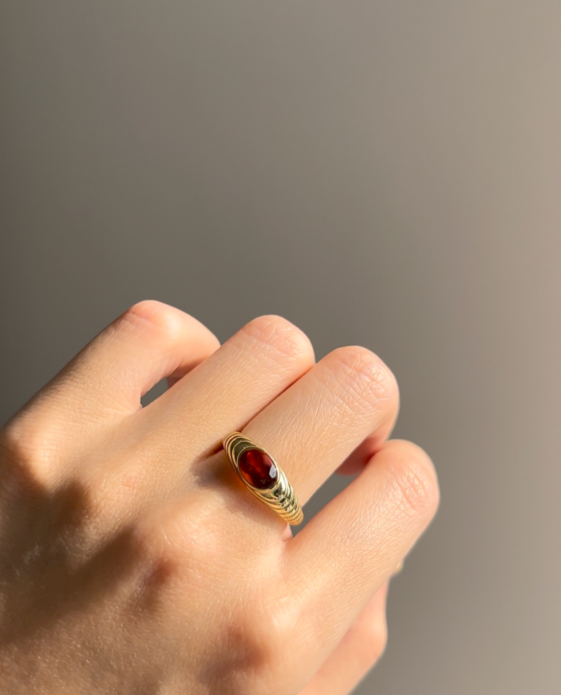 Belle Garnet Signet Ring (Orange)