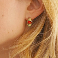 Belle Garnet Signet Hoop Earrings (Orange)