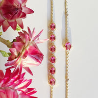 Pink Topaz Tennis Bracelet