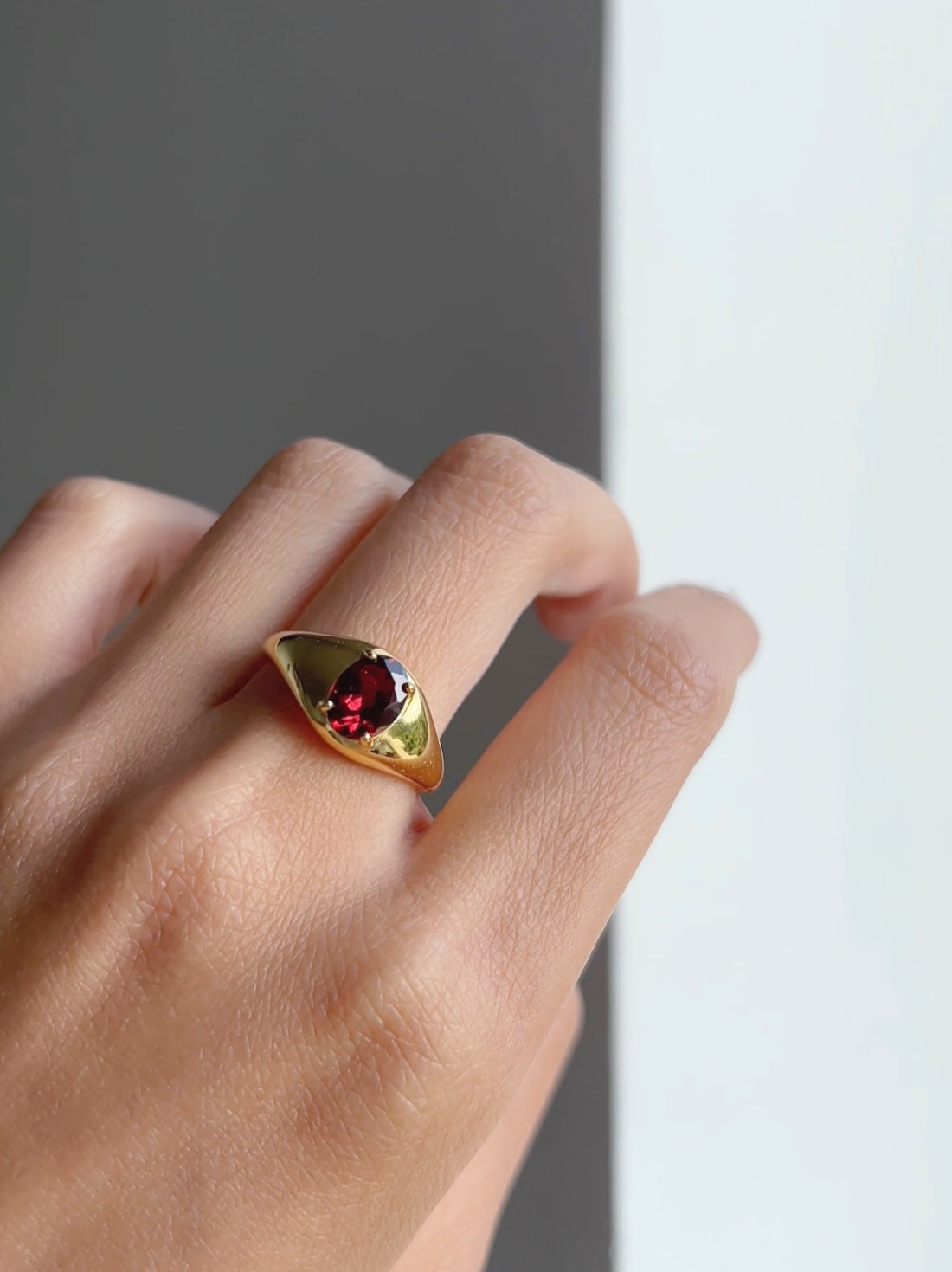 Garnet Signet Band Ring