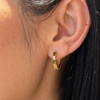 Brigid Tourmaline Hoop Earrings (Green)