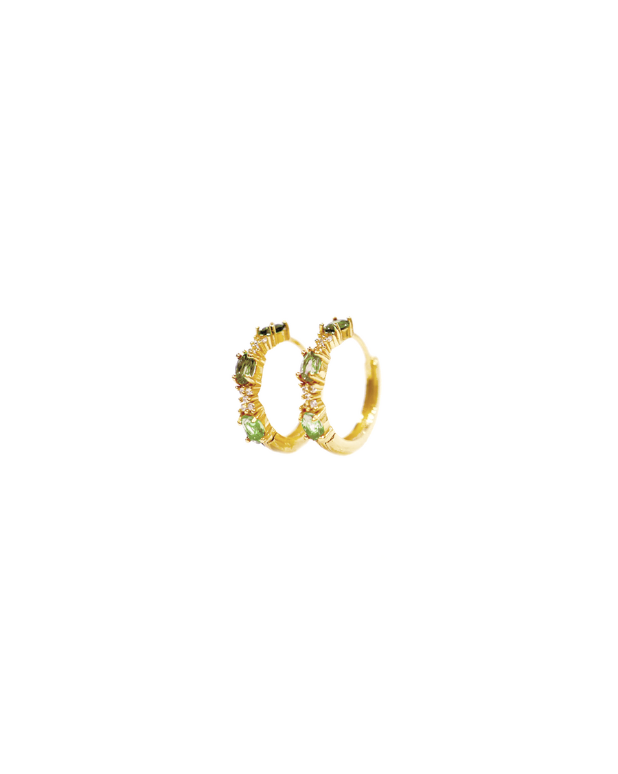 Brigid Tourmaline Hoop Earrings (Green)