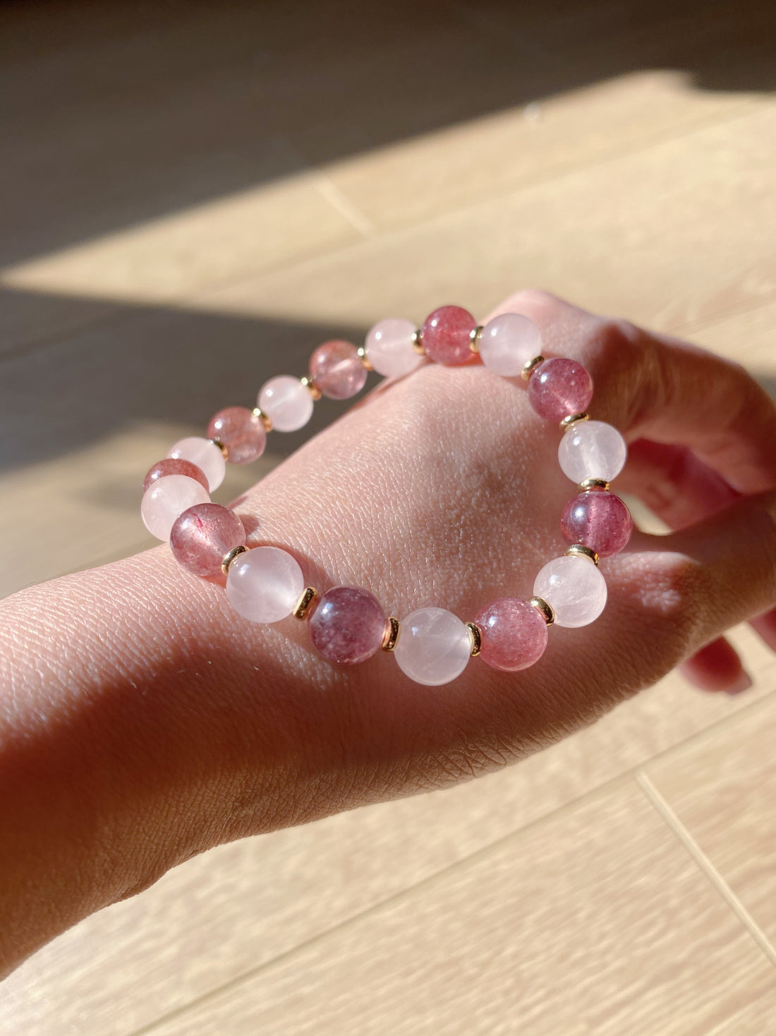 Rose Quartz Strawberry Quartz Bracelet - Main Image
