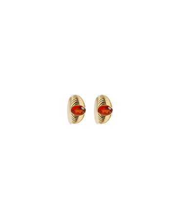 Garnet Signet Hoop Earrings (Orange)